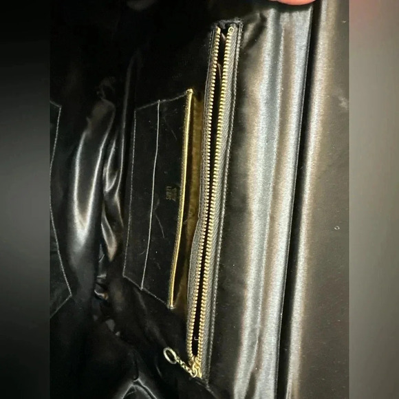 Vintage Crown Lewis black patent leather clutch with gold shoulder chain - Picture 3 of 5